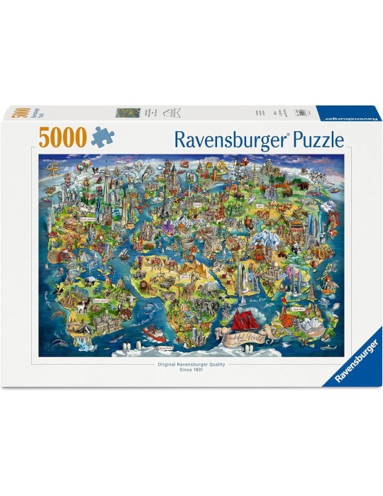 Ravensburger 017387. Puzzle de 5000 piezas Mapa del Mundo ilustrado. 101 X 153cm