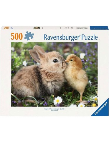 Ravensburger 019008. Puzzle de 500 piezas de Conejito y Pollito. 49x36 Cm