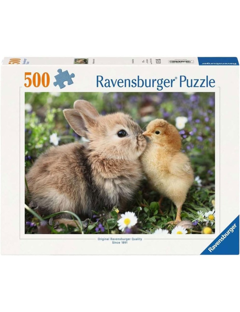 Ravensburger 019008. Puzzle de 500 piezas de Conejito y Pollito. 49x36 Cm