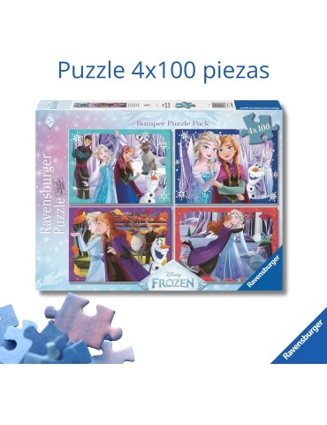Ravensburger 043188. Puzzle de 4x100 piezas de Frozen. 36x26 Cm