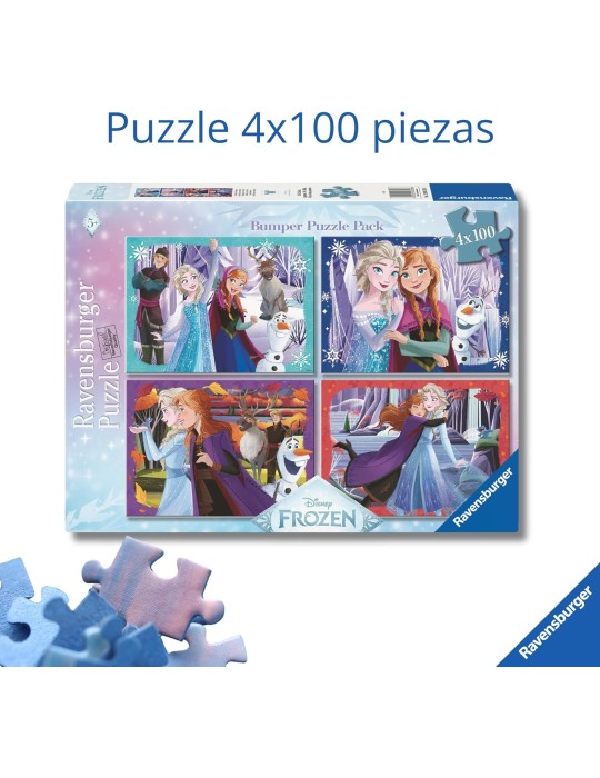 Ravensburger 043188. Puzzle de 4x100 piezas de Frozen. 36x26 Cm