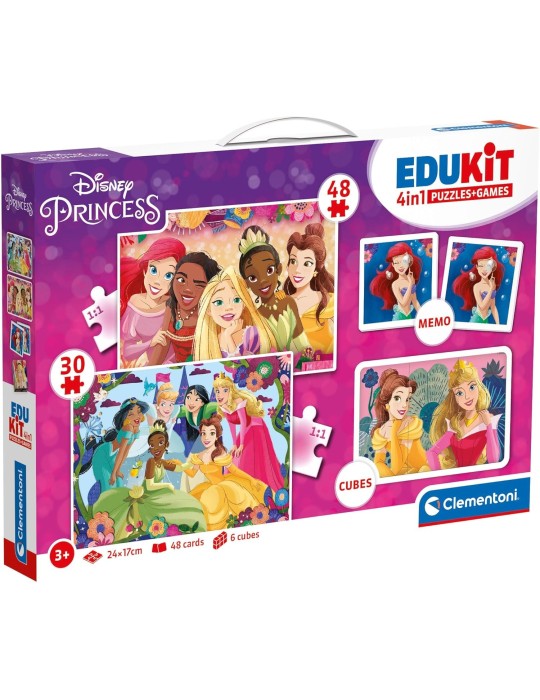 Clementoni 18297. Puzzle de Edukit 4 en 1 Disney Princess de 48 y 30 piezas. 24x17cm