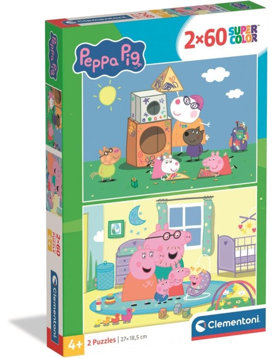 Clementoni 24833. 2 puzzles de 60 piezas de Peppa Pig. 27x19cm