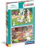 Clementoni 24836. 2 puzzles de 60 piezas de 101 Dálmatas y los Aristogatos. 27x19cm