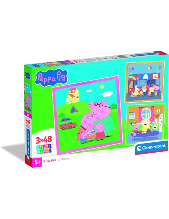 Clementoni 25001. 3 puzzles de 48 piezas de Peppa Pig. 32x22cm