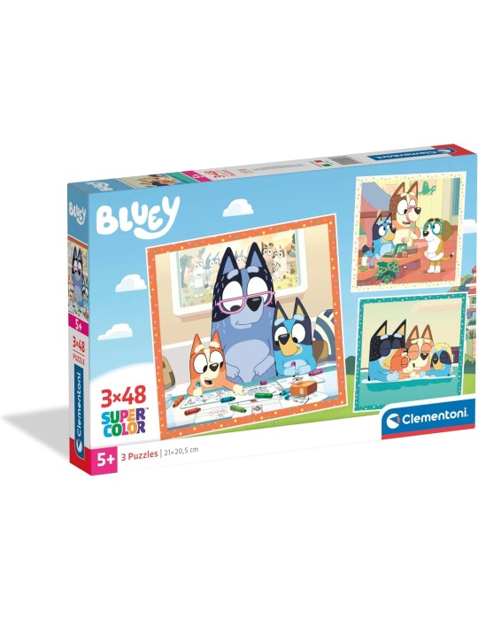 Clementoni 25003. 3 puzzles de 48 piezas de Bluey. 32x22cm