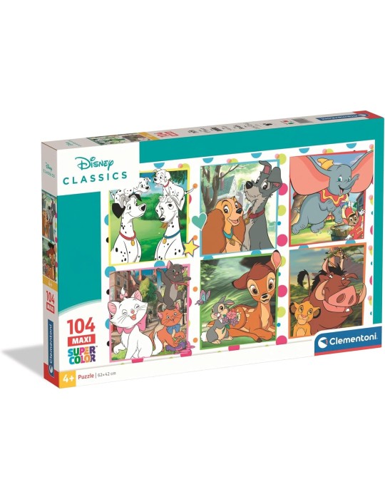 Clementoni 25016. Puzzle de 104 piezas de Disney Classics Super Color Maxi. 62 X 42cm