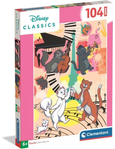 Clementoni 25026. Puzzle de 104 piezas de Disney Classics Los Aristogatos Super Color. 48,5 x 33,5 cm