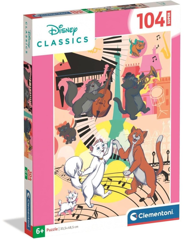 Clementoni 25026. Puzzle de 104 piezas de Disney Classics Los Aristogatos Super Color. 48,5 x 33,5 cm