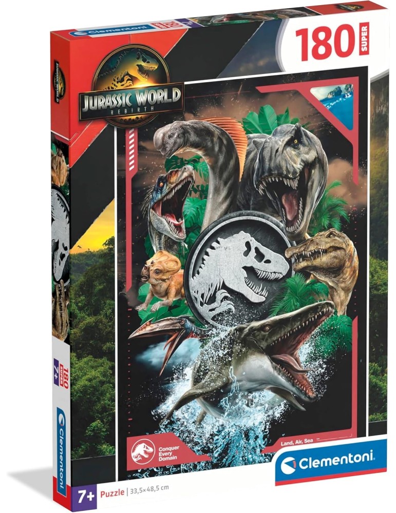 Clementoni 29098. Puzzle de 180 piezas Jurassic World Super Color . 48,5 x 33,5 cm