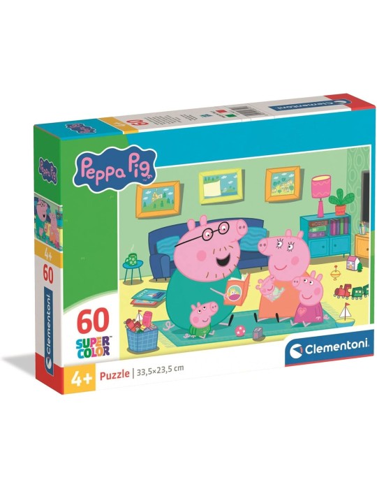 Clementoni 26312. Puzzle de 60 piezas Peppa Pig Super Color . 33,5 x 23,5 cm