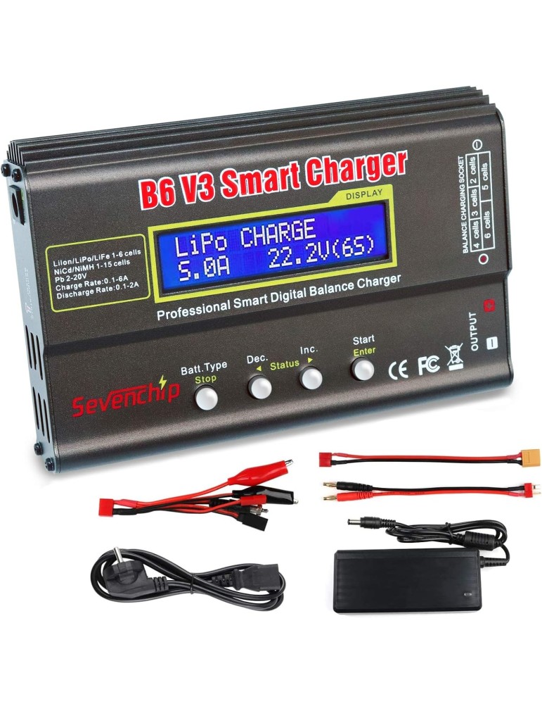 Cargador de batería Lipo, IMAX B6 V3 Digital RC Lipo NiMh