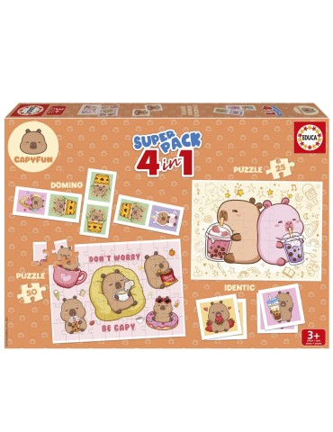 Educa 20481. Puzzle Superpack Capyfun  4 en 1 de 25 y 50 Piezas. 32x24cm