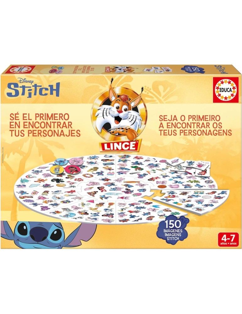 Educa 20610. Lince Stitch 150 Imágenes. Juego de Mesa Familiar.