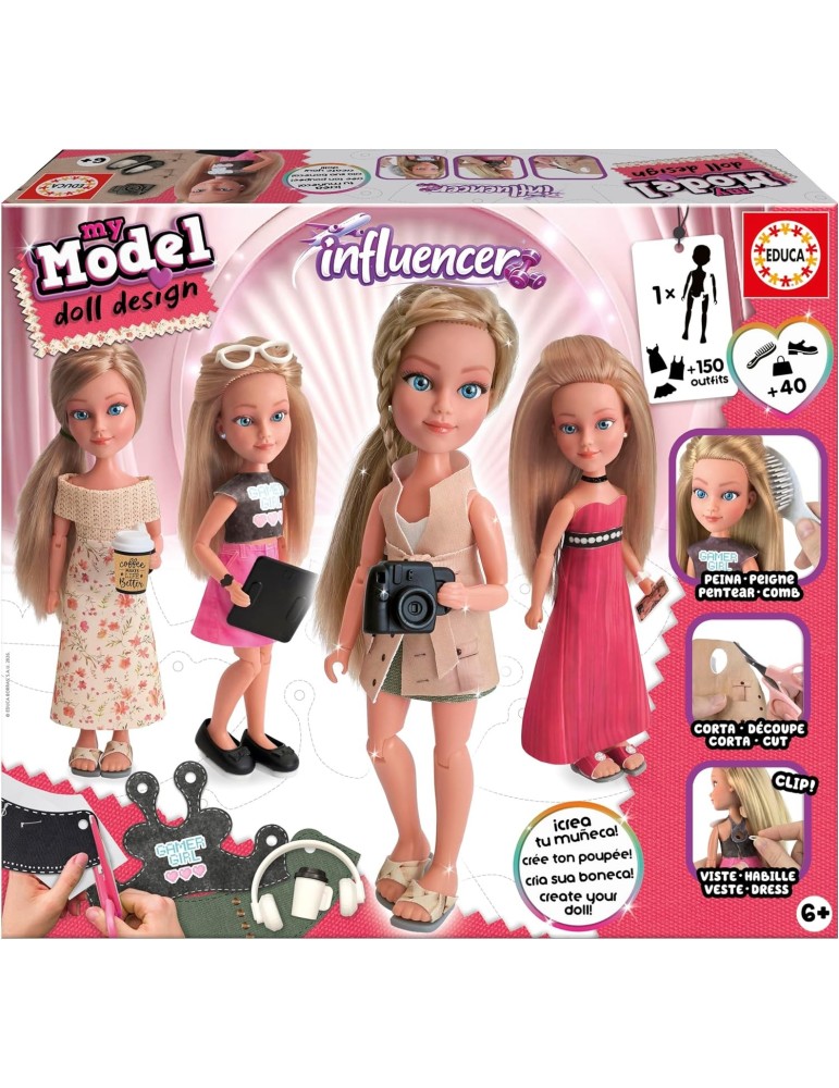 Educa 20650. My Model Doll Design Influencer.  Kit de Diseño de Moda.