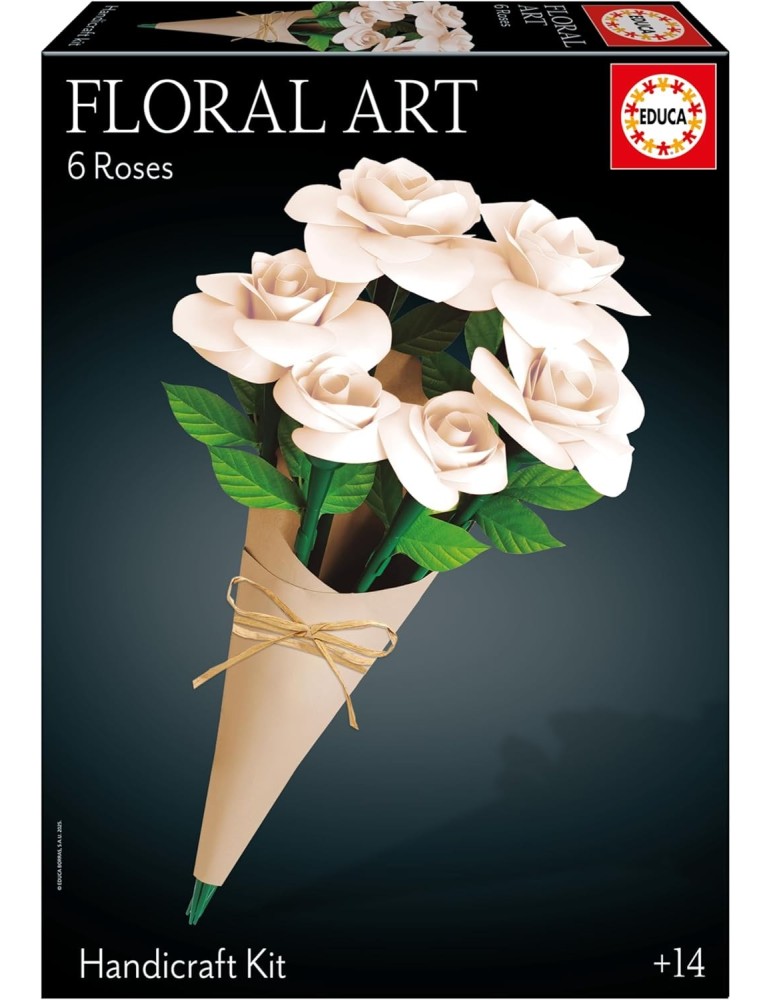 Educa 20395. Ramo 6 rosas blancas Floral Art. Kit de manualidad.