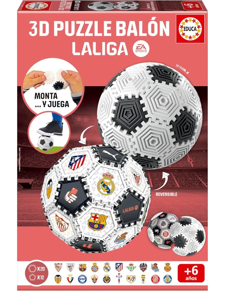 Educa 20339. Puzzle Balón 3D LALIGA. 32 Piezas. 12,5 cm.