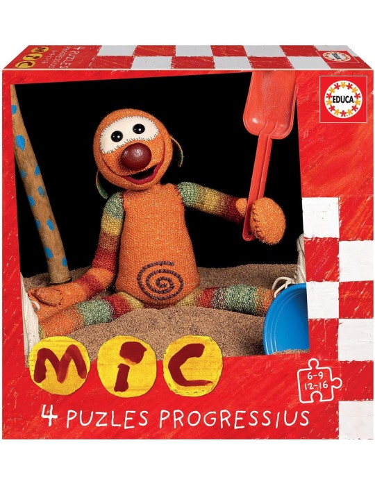 Educa 19104. Set de 4 Puzzles de MIC de 6, 9, 12 y 16 Piezas. 16x16 cm.