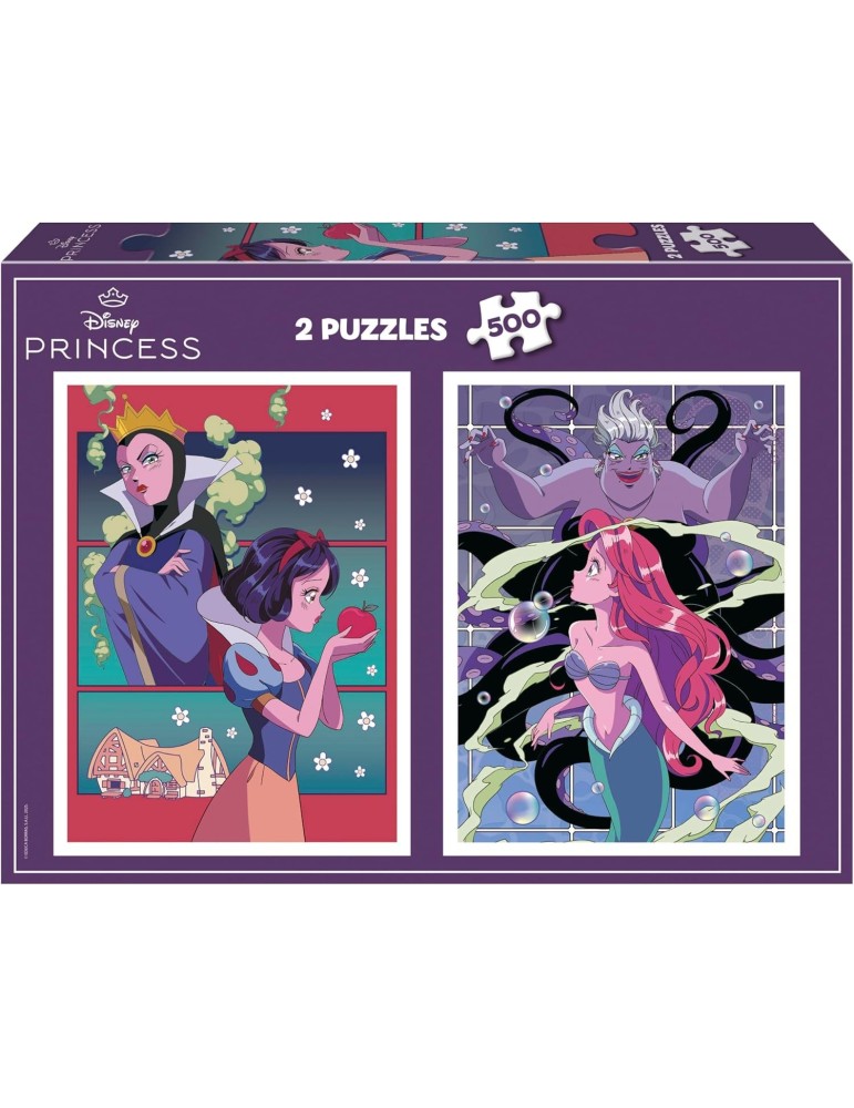 Educa 20278. Pack de 2 Puzzles de 500 Piezas. Disney Villains & Princess. 34x48cm.