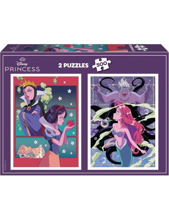 Educa 20278. Pack de 2 Puzzles de 500 Piezas. Disney Villains & Princess. 34x48cm.