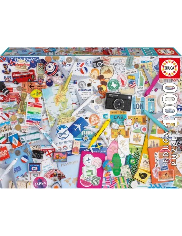 Educa 20560. Puzzle 1000 piezas. Collage de Viajes. 48x68 cm