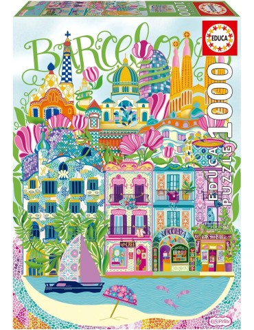 Educa 20557. Puzzle 1000 piezas. Barcelona by Car Pintos. 48x68 cm