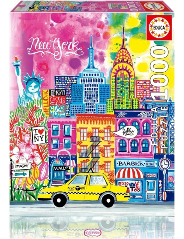 Educa 20558. Puzzle 1000 piezas. Nueva York by Car Pintos. 48x68 cm