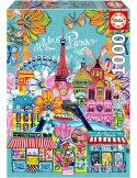 Educa 20559. Puzzle 1000 piezas. Paris by Car Pintos. 48x68 cm