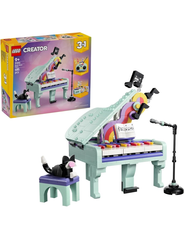 Lego Creator 3 en 1 31392. Piano Musical Decorativo con Gato. Más de 9 años. 485 piezas