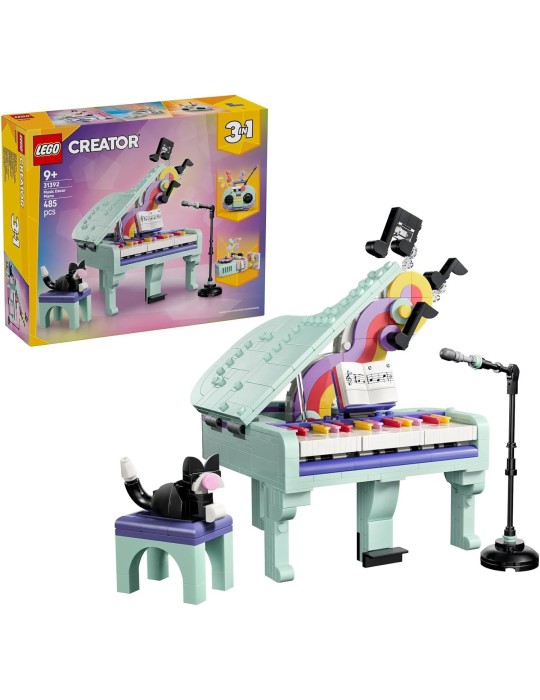 Lego Creator 3 en 1 31392. Piano Musical Decorativo con Gato. Más de 9 años. 485 piezas