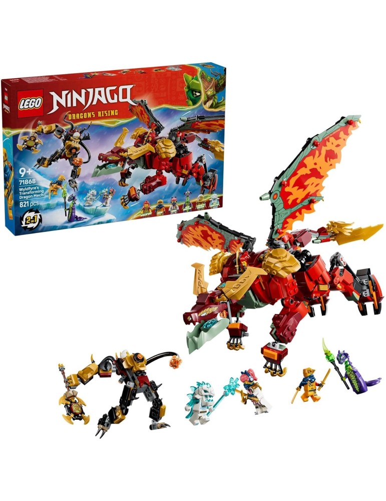 Lego Ninjago 71868. Meca Dragón Transformable de Wyldfyre. Más de 9 años. 821 piezas