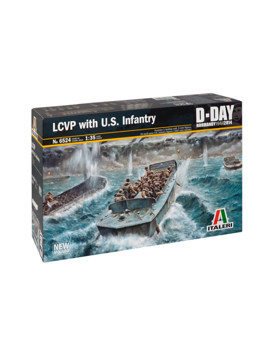 Academy 4736524. Barco y figuras LCVP con US Infantry. Maqueta de plástico. Escala 1/35.