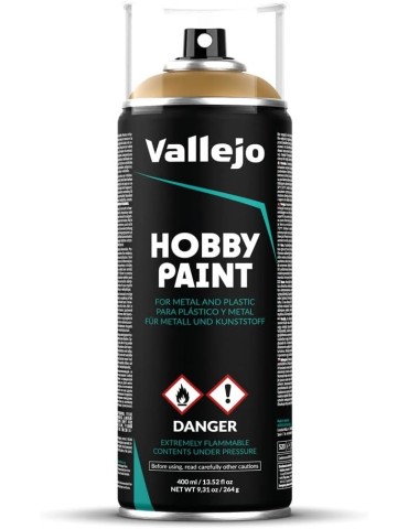 Vallejo 28015. Bote de Spray  Amarillo Desierto de 400ml. Para plástico y metal