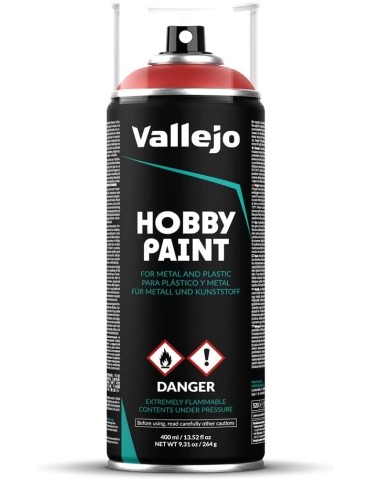 Vallejo 28016. Bote de Spray Rojo Escarlata de 400ml. Para plástico y metal