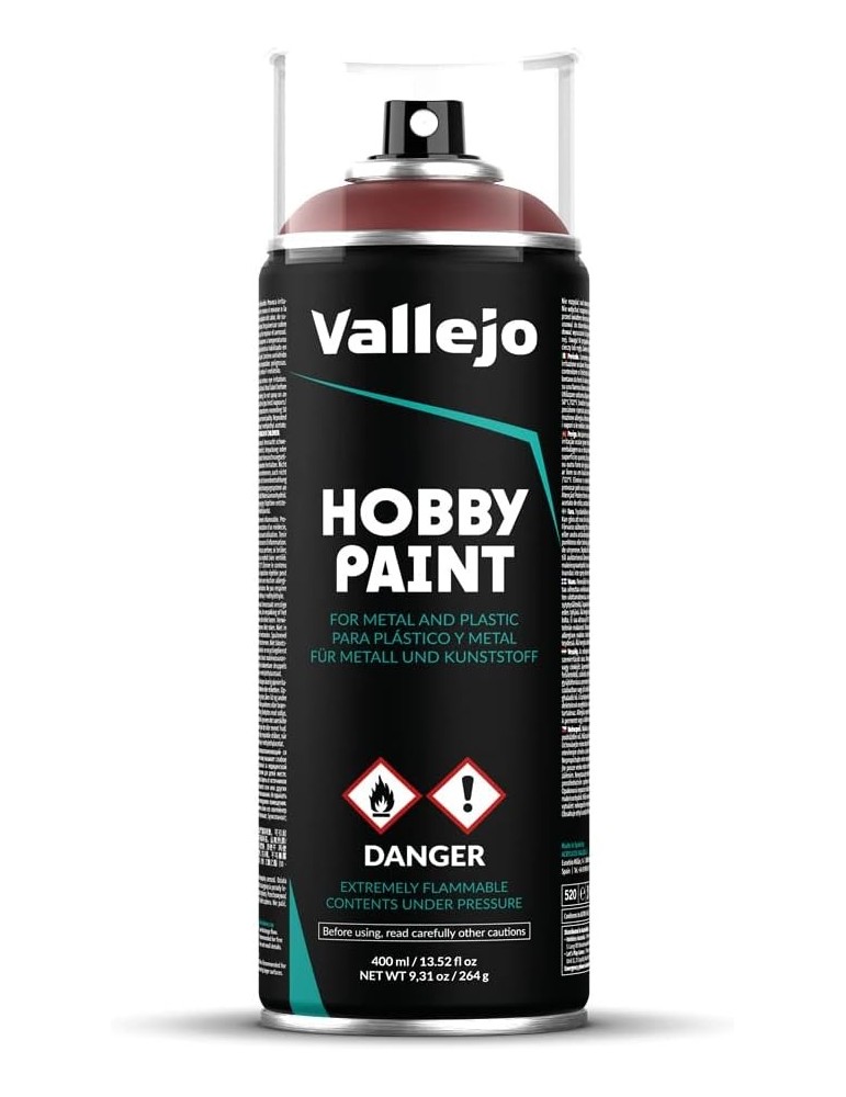 Vallejo 28029. Bote de Spray Rojo Visceral de 400ml. Para plástico y metal