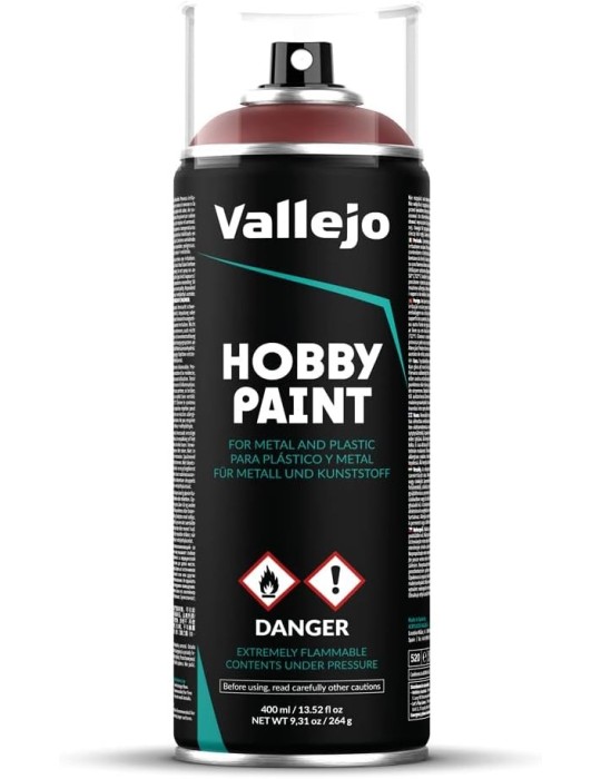 Vallejo 28029. Bote de Spray Rojo Visceral de 400ml. Para plástico y metal