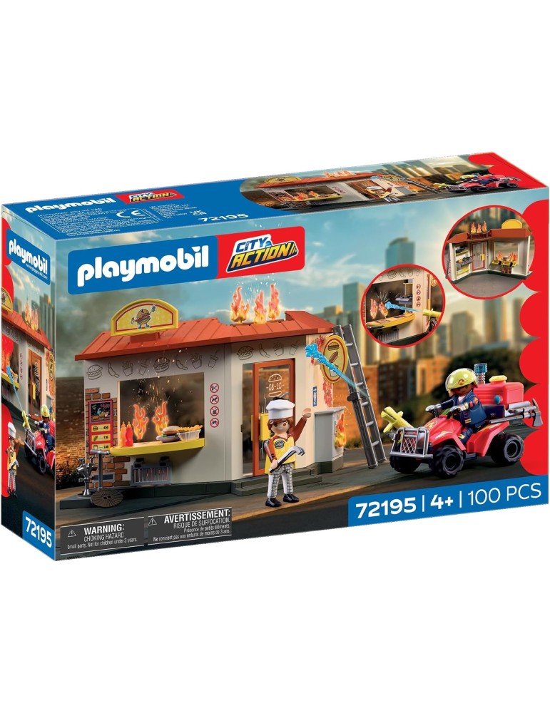 Playmobil City Action 72195. Quad de Bomberos con Puesto de Hamburguesas. Más de 4 años