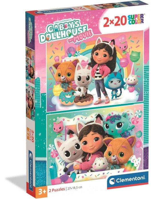 Clementoni 24832. 2 Puzzles de 20 piezas de Gabby's Dollhouse. 27x18,5cm