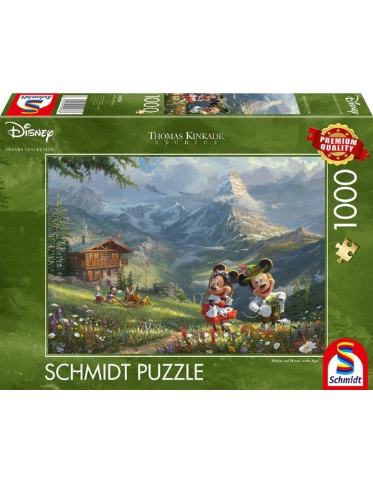 Schmidt 59938. Puzzle de 1000 Piezas de Mickey y Minnie en los Alpes. 69,3x49,3cm