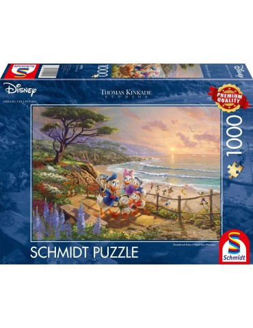 Schmidt 59951. Puzzle de 1000 Piezas de Donald y Daisy en la playa. 69,3x49,3cm