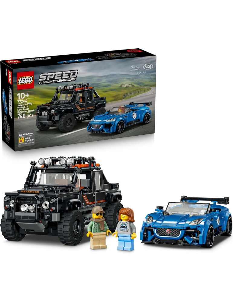 Lego Speed Champions 77264 Jaguar Project 7 y Land Rover Defender. Mas de 10 años. 740 Piezas