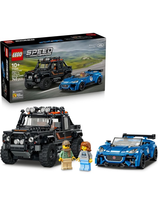 Lego Speed Champions 77264 Jaguar Project 7 y Land Rover Defender. Mas de 10 años. 740 Piezas