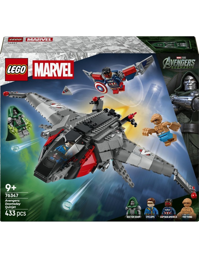 Lego Marvel 76347 Quinjet de Avengers: Doomsday. Mas de 9 años. 433 Piezas