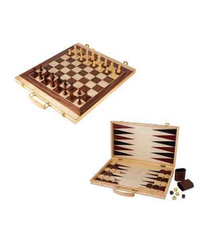 2853. Juego de mesa Maleta para Ajedrez y Backgammon en madera