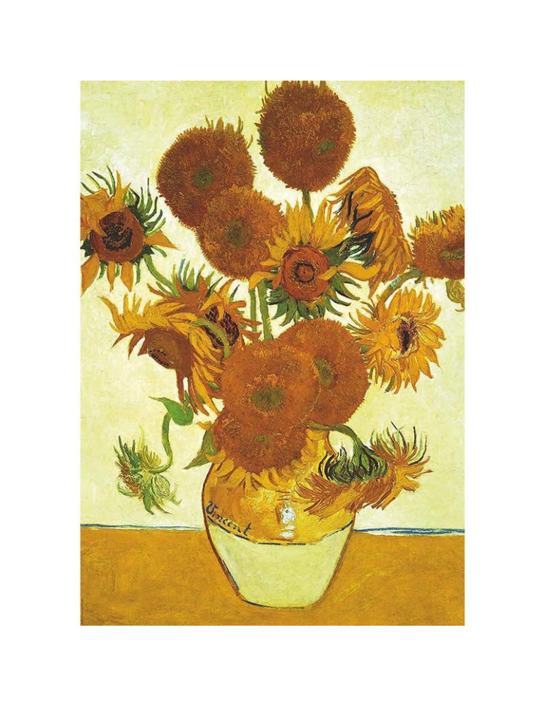 Puzzle 2x1000 piezas Los girasoles y Terraza de café por la noche