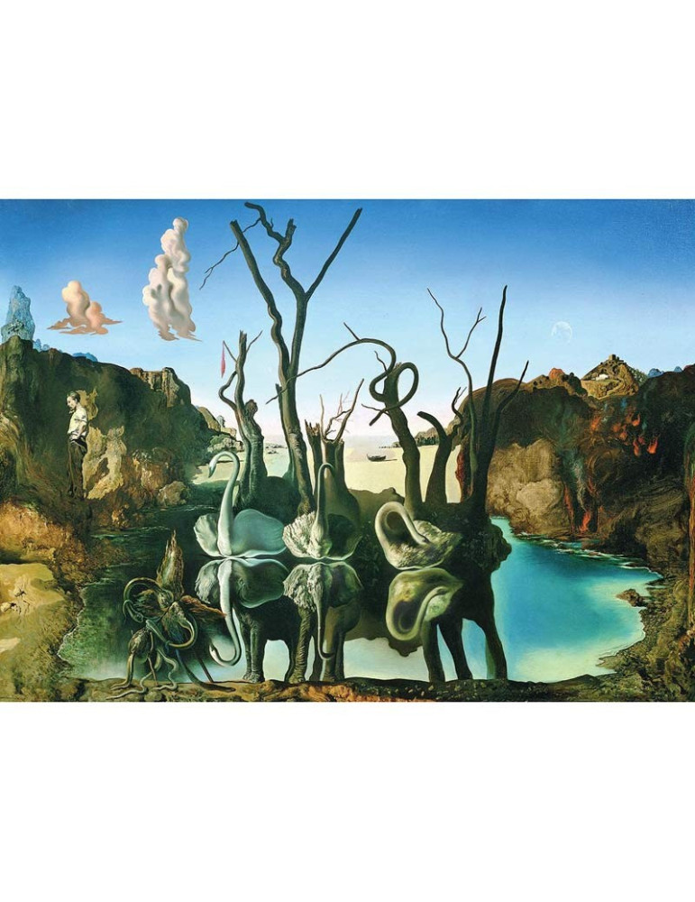 Puzzle 1000 piezas Cisnes reflejando Elefantes
